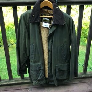 Barbour Waxed Men’s Jacket w/Warm Pile Lining, 44